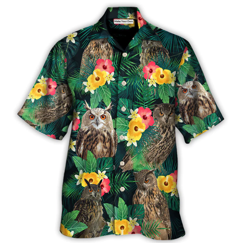 Hawaiian Shirt / Adults / S Owl Tropical Summer Floral Vibes - Hawaiian Shirt - Reefox