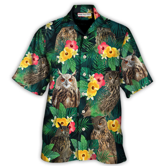 Hawaiian Shirt / Adults / S Owl Tropical Summer Floral Vibes - Hawaiian Shirt - Reefox