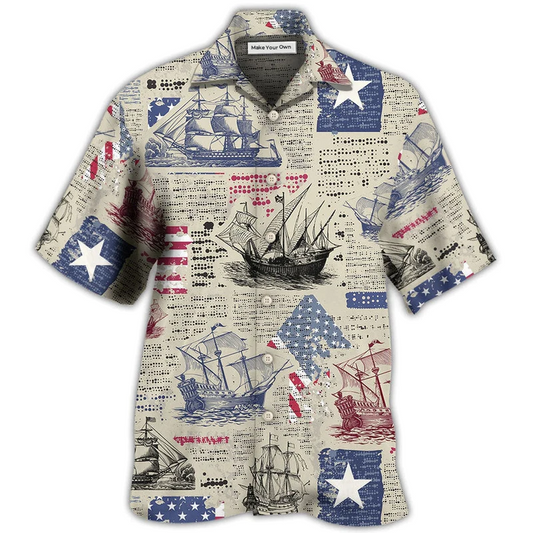 Hawaiian Shirt / Adults / S Sailing US Flag Independence Day - Hawaiian Shirt - Reefox