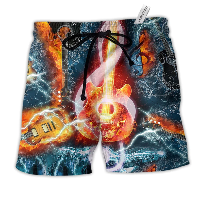 Beach Short / Adults / S Music The Guitar And Water Blue - Beach Short Reefox - Owls Matrix LTD