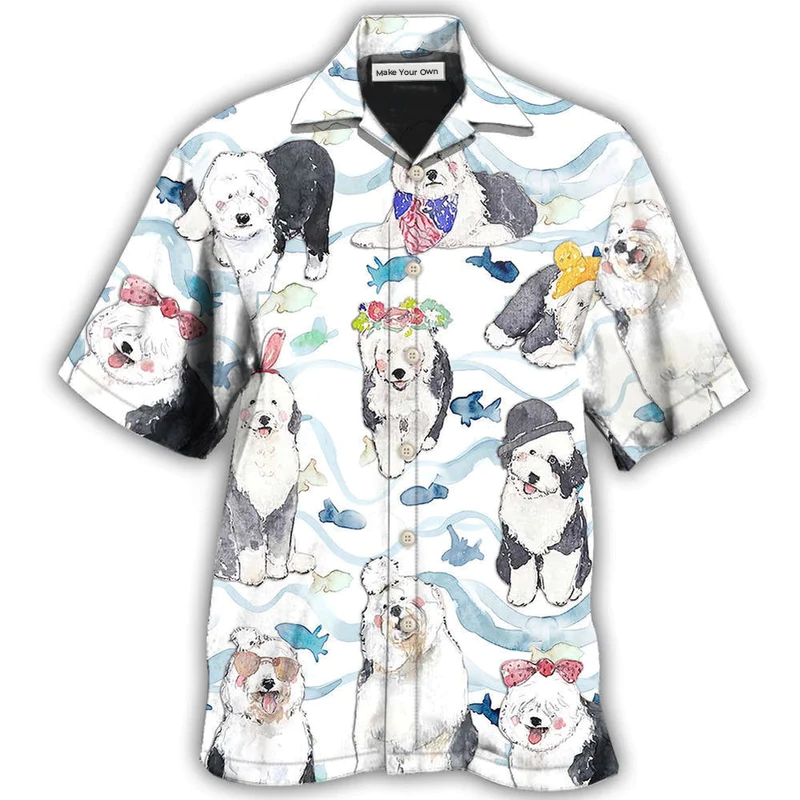 Hawaiian Shirt / Adults / S Old English Sheepdog Dog So Cute Art - Hawaiian Shirt - Reefox