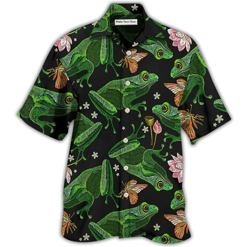 Hawaiian Shirt / Adults / S Frog Green Frog Black Style - Hawaiian Shirt - Reefox