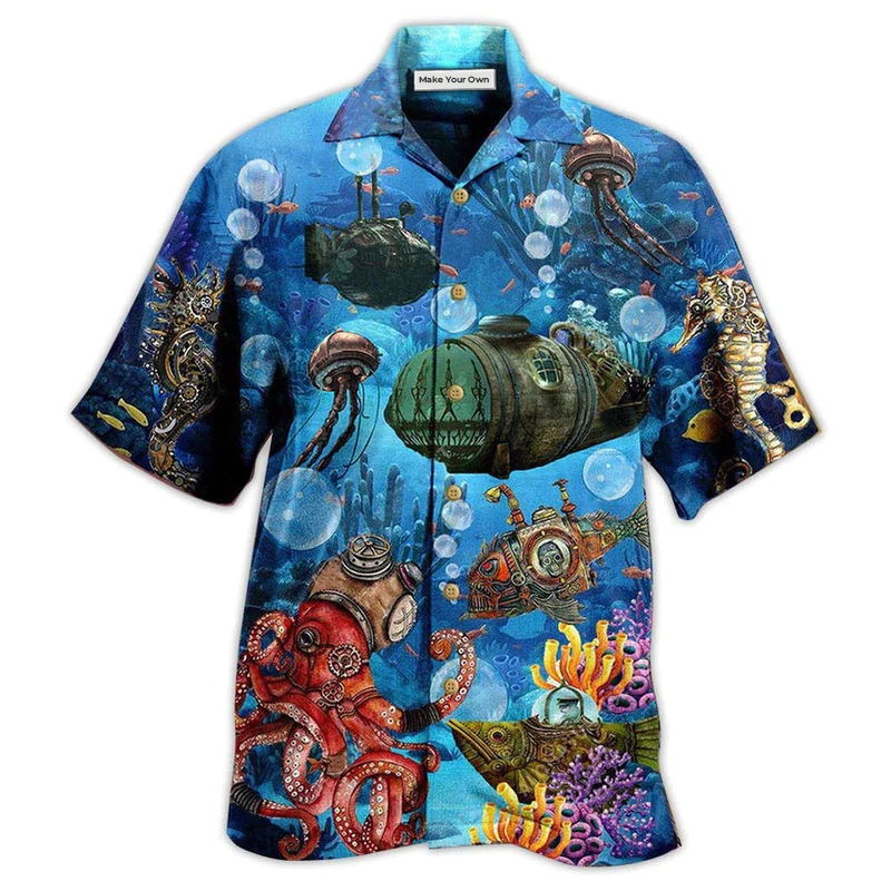 Hawaiian Shirt / Adults / S Ocean Steampunk Undersea World - Hawaiian Shirt - Reefox