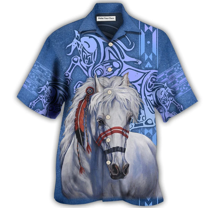 Hawaiian Shirt / Adults / S Native Style Love Peace Horse - Hawaiian Shirt - Reefox