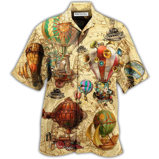 Hawaiian Shirt / Adults / S Air Balloon Fly High Fly Far With Air Balloon Steampunk With Classic Style - Hawaiian Shirt - Reefox