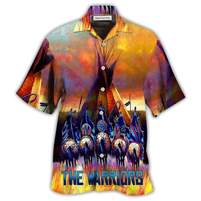 Hawaiian Shirt / Adults / S Native Pride Peaceful Forever The Warriors - Hawaiian Shirt - Reefox