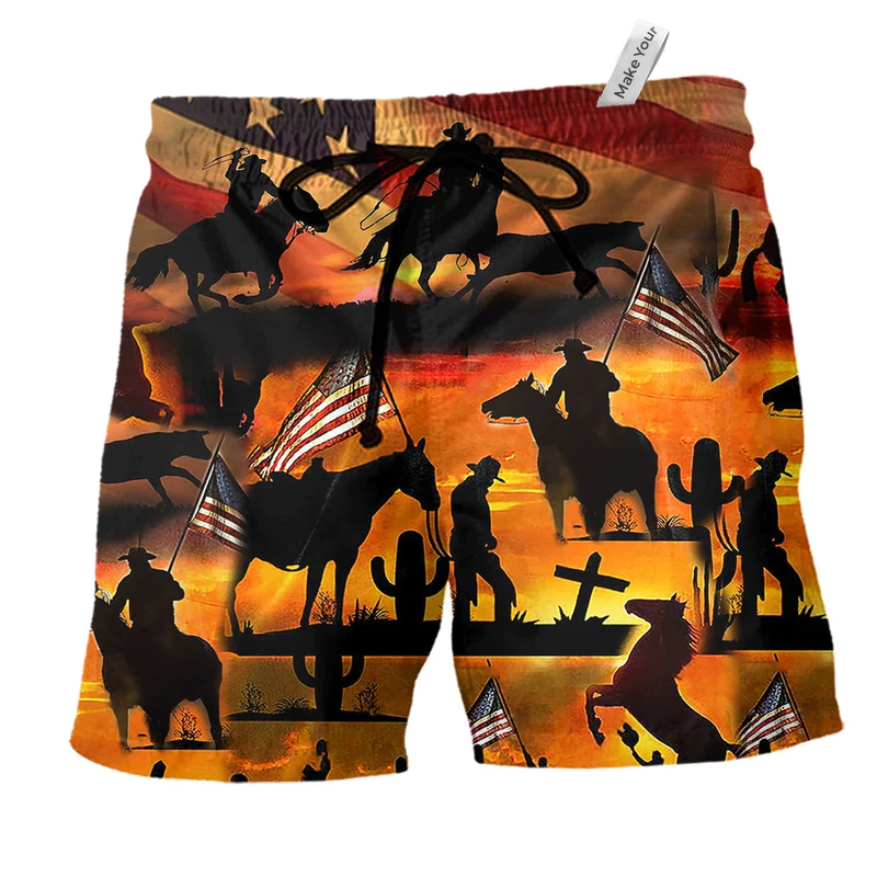 Beach Short / Adults / S Cowboy America Cowboy Sunset - Beach Short Reefox - Owls Matrix LTD