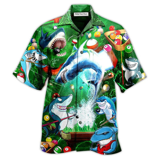 Hawaiian Shirt / Adults / S Shark It Takes Lots Of Balls To Play Pool Cool - Hawaiian Shirt - Reefox