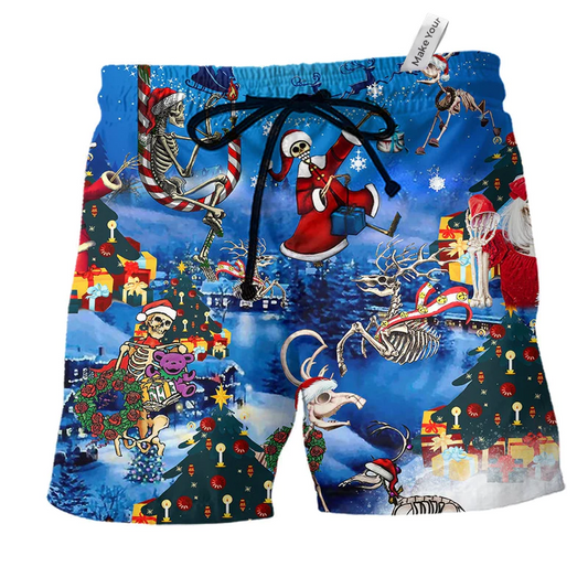 Beach Short / Adults / S Christmas And Skull Merry Xmas - Beach Short Reefox - Owls Matrix LTD