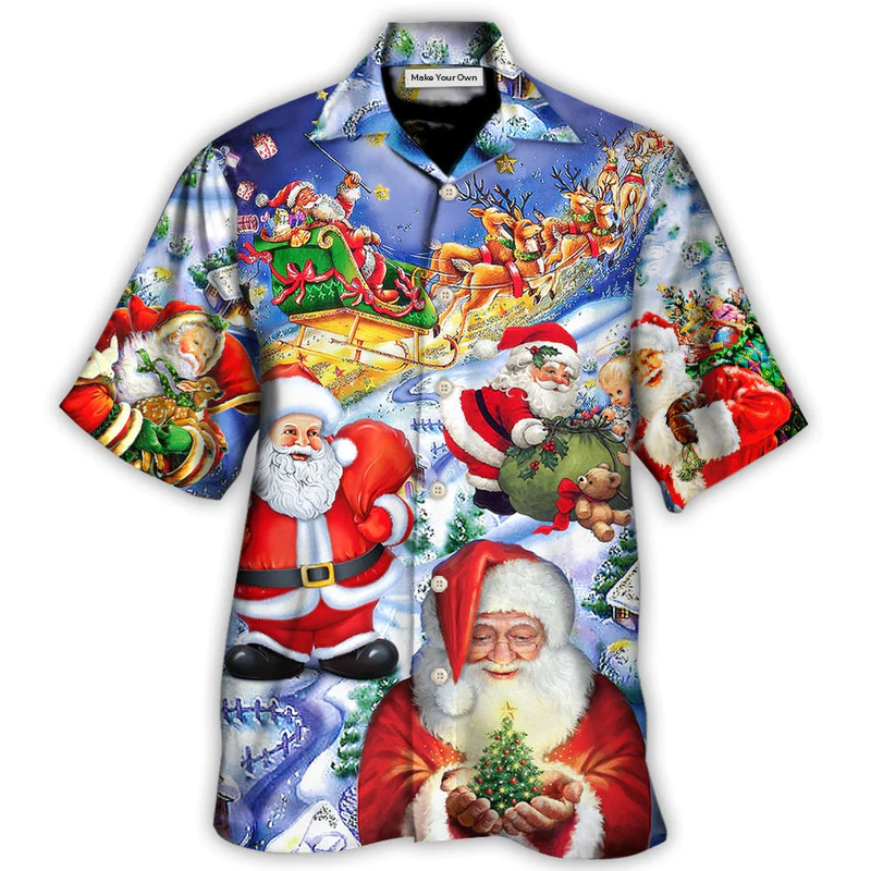 Hawaiian Shirt / Adults / S Christmas Funny Santa Claus Happy Xmas Is Coming Art Style So Cool - Hawaiian Shirt - Reefox