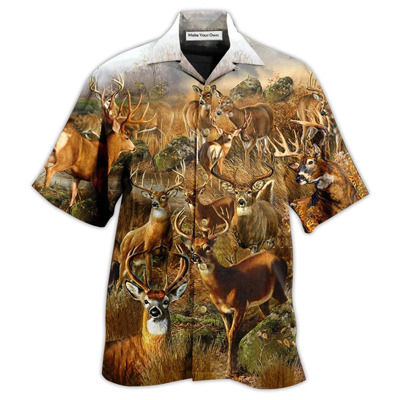 Hawaiian Shirt / Adults / S Deer In The Dry Forest With Vintage Style - Hawaiian Shirt - Reefox