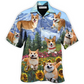 Hawaiian Shirt / Adults / S Corgi Loves Flower Garden - Hawaiian Shirt - Reefox