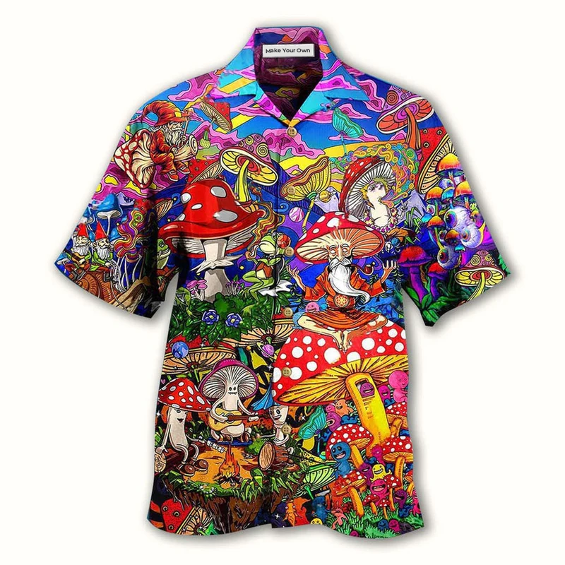Hawaiian Shirt / Adults / S Hippie Mushroom Happy Together - Hawaiian Shirt - Reefox