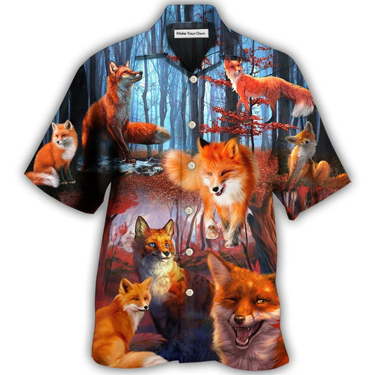 Hawaiian Shirt / Adults / S Fox Beautiful Red Forest - Hawaiian Shirt - Reefox
