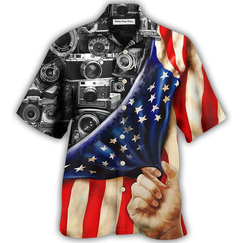 Hawaiian Shirt / Adults / S Camera Independence Day America - Hawaiian Shirt - Reefox