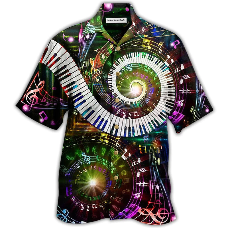 Hawaiian Shirt / Adults / S Piano Music 10 Fingers 88 Keys Piano - Hawaiian Shirt - Reefox