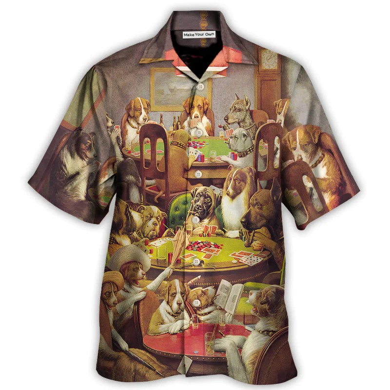 Gambling Dog Playing Poker - Hawaiian Shirt - Reefox