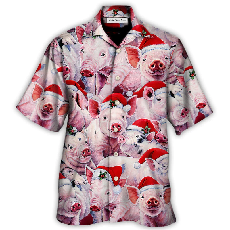 Hawaiian Shirt / Adults / S Christmas Piggies Funny Xmas Is Coming Art Style - Hawaiian Shirt - Reefox