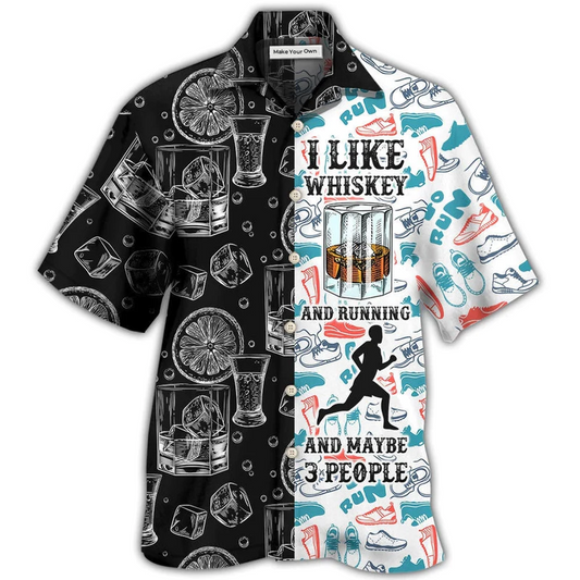 Hawaiian Shirt / Adults / S Wine Whiskey I Like Whiskey And Running - Hawaiian Shirt - Reefox