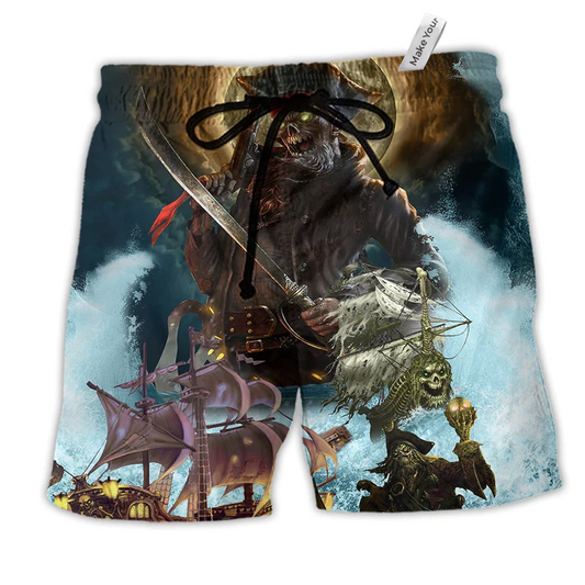 Beach Short / Adults / S Skull Pirates Love Ocean - Beach Short Reefox - Owls Matrix LTD