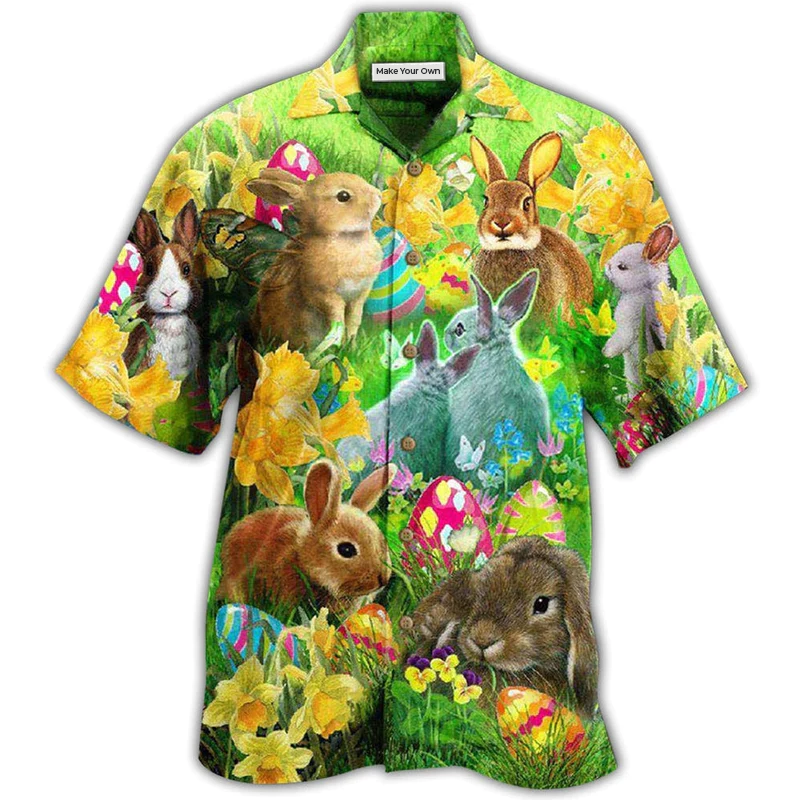 Hawaiian Shirt / Adults / S Easter Bunnie Easter Happy Bunnie - Hawaiian Shirt - Reefox