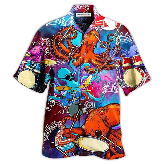 Hawaiian Shirt / Adults / S Drum Octopus Dance To The Beat Of Your Own - Hawaiian Shirt - Reefox