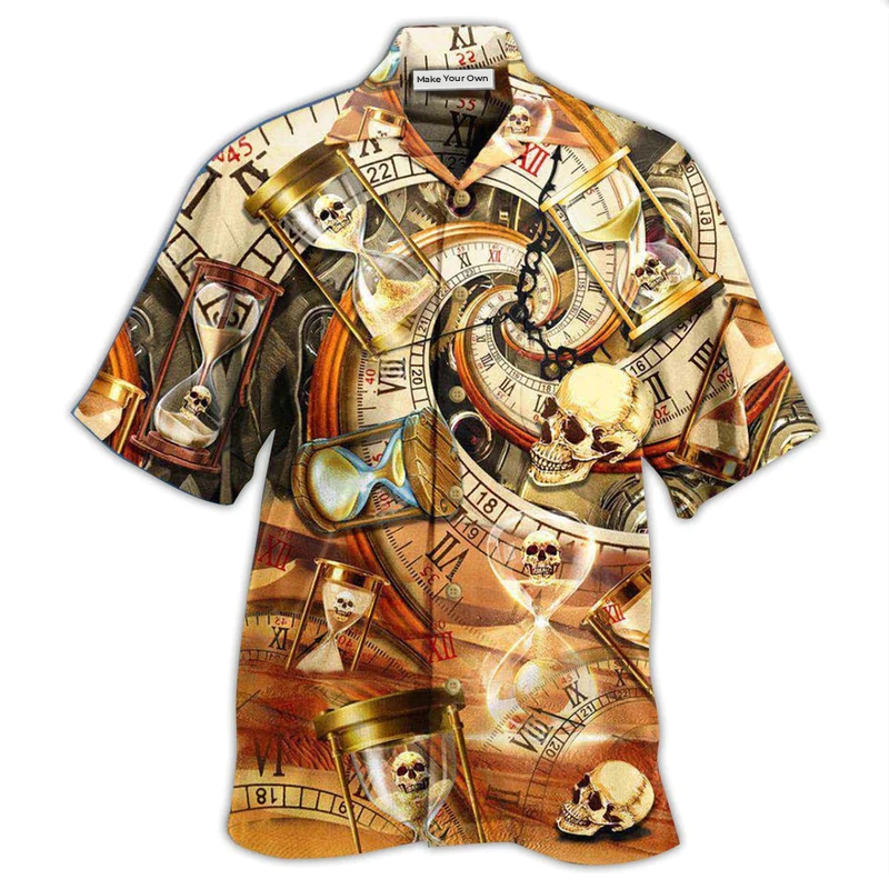 Hawaiian Shirt / Adults / S Skull All Knows Value Of Time - Hawaiian Shirt - Reefox