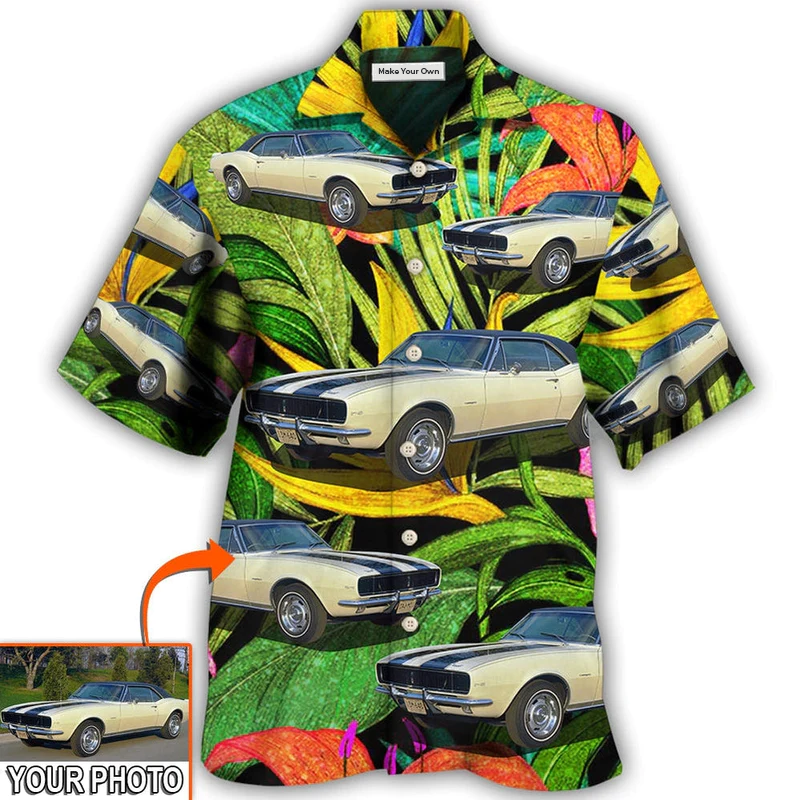 Hawaiian Shirt / Adults / S Car Camaro Car Classic Style Tropical Flower Custom Photo - Hawaiian Shirt - Reefox