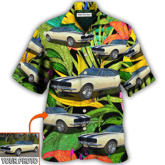 Hawaiian Shirt / Adults / S Car Camaro Car Classic Style Tropical Flower Custom Photo - Hawaiian Shirt - Reefox