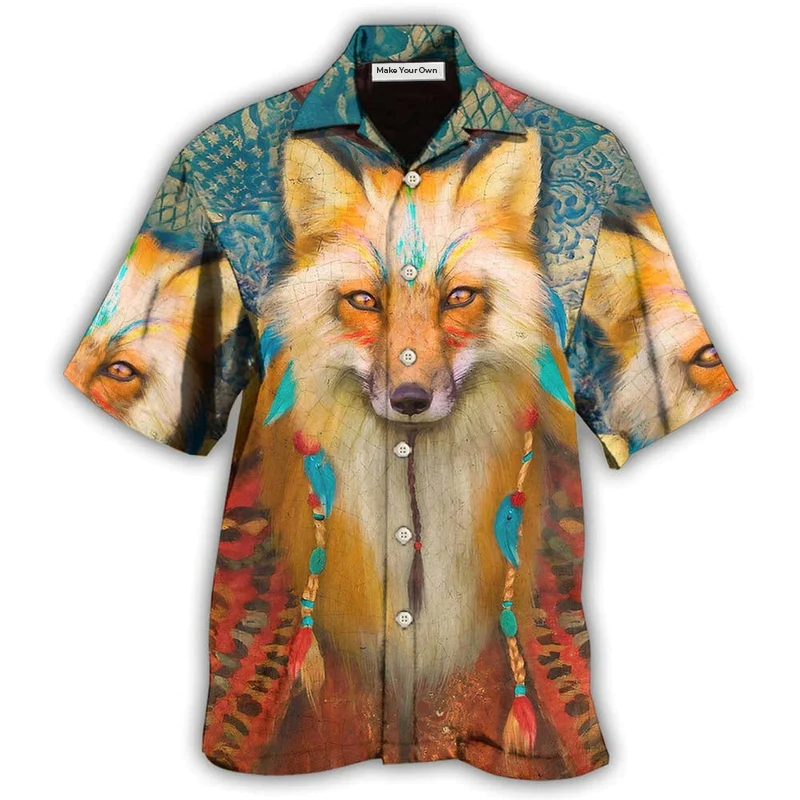 Hawaiian Shirt / Adults / S Native Style Love Peace Wolf - Hawaiian Shirt - Reefox