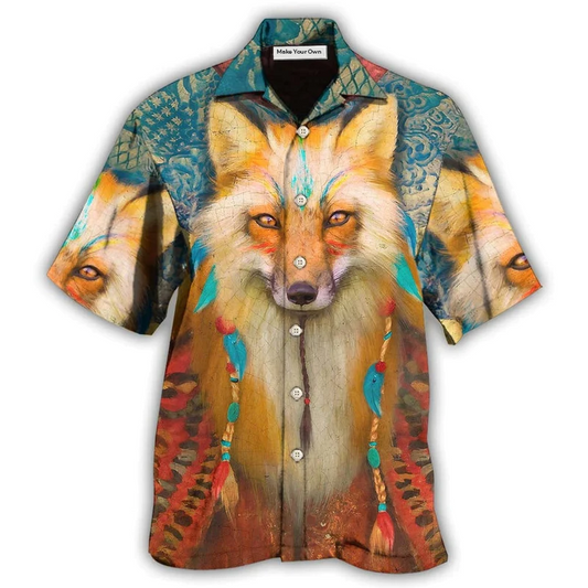 Hawaiian Shirt / Adults / S Native Style Love Peace Wolf - Hawaiian Shirt - Reefox