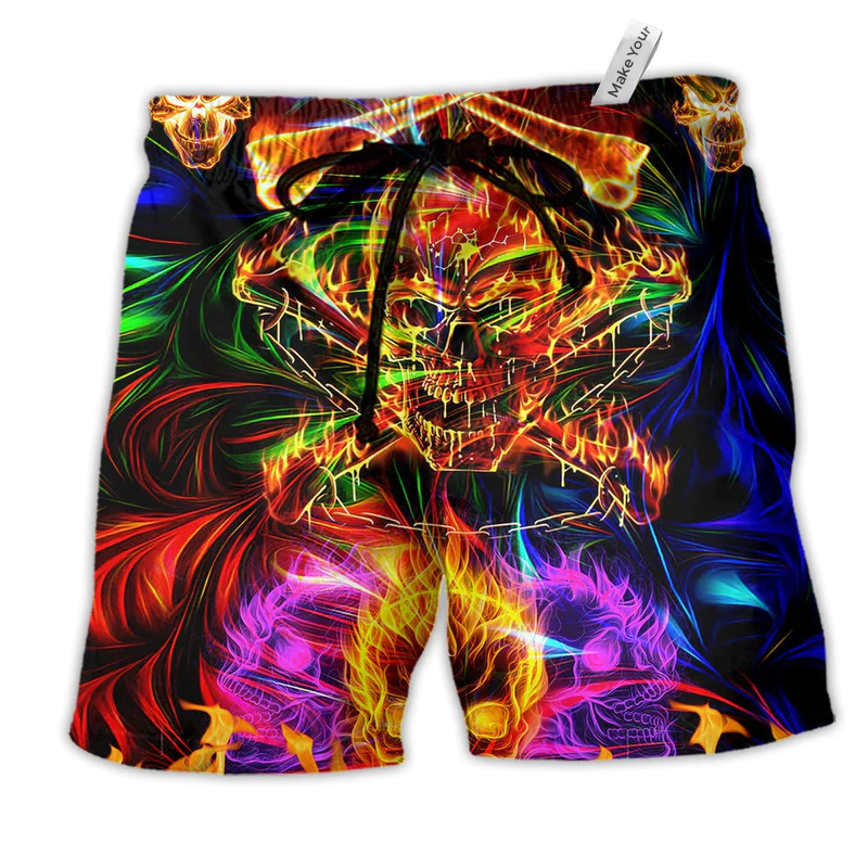 Beach Short / Adults / S Skull Fire Angry So Amazing - Beach Short Reefox - Owls Matrix LTD