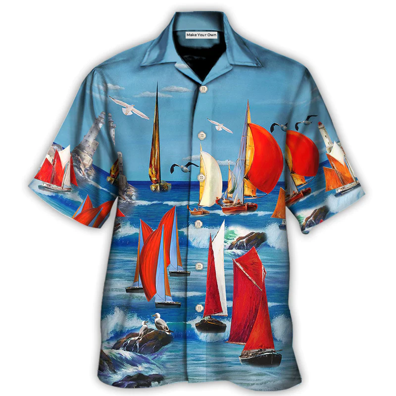 Hawaiian Shirt / Adults / S Yacht Colorful Cutter Blue Sky - Hawaiian Shirt - Reefox