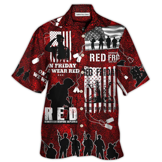 Hawaiian Shirt / Adults / S Veteran Red Friday With Boots - Hawaiian Shirt - Reefox