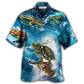 Hawaiian Shirt / Adults / S Turtle Swimming Over Sea - Hawaiian Shirt - Reefox