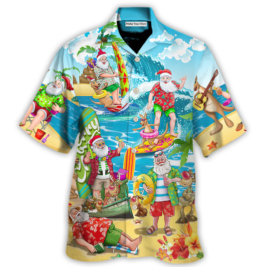 Christmas In July Santa Claus Surfing And Enjoy Summer Beach - Hawaiian Shirt