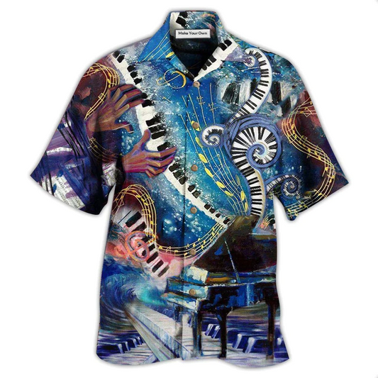 Hawaiian Shirt / Adults / S Piano Music Happiness Is Playing My Piano - Hawaiian Shirt - Reefox