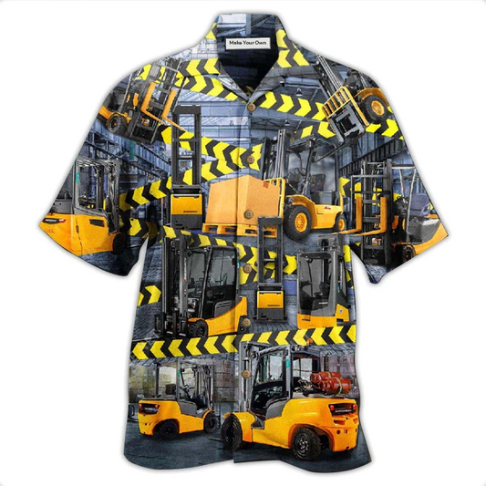 Hawaiian Shirt / Adults / S Truck Be Careful For Yellow Klift Trucks Are Coming Here - Hawaiian Shirt - Reefox
