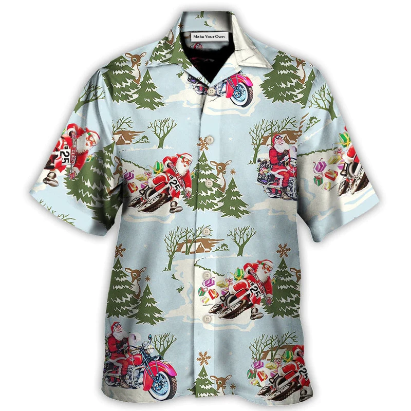 Hawaiian Shirt / Adults / S Christmas Santa Driving In Snow Forest - Hawaiian Shirt - Reefox