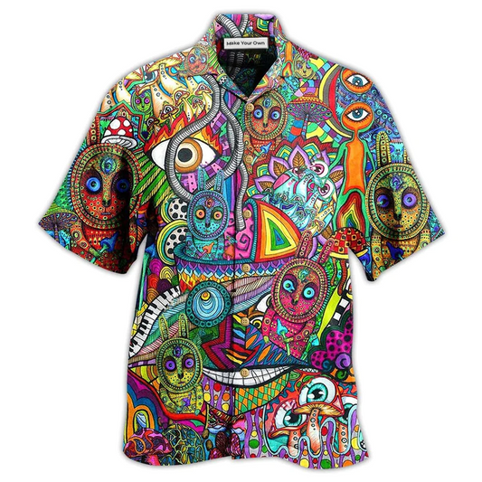Hawaiian Shirt / Adults / S Hippie Mushroom Mix Peace Life Color - Hawaiian Shirt - Reefox