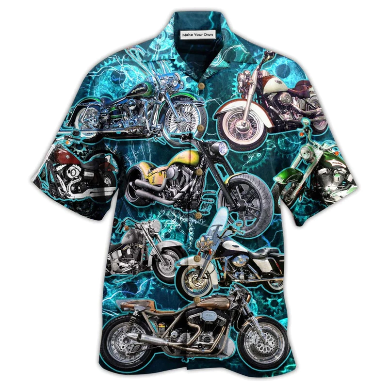 Hawaiian Shirt / Adults / S Motorcycle Love Life Blue Style - Hawaiian Shirt - Reefox