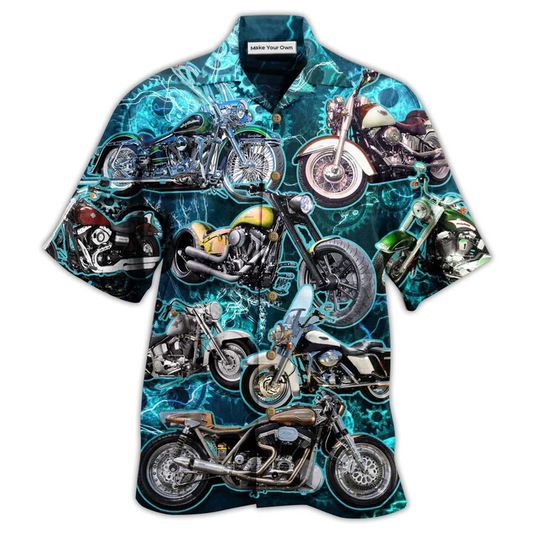 Hawaiian Shirt / Adults / S Motorcycle Love Life Blue Style - Hawaiian Shirt - Reefox