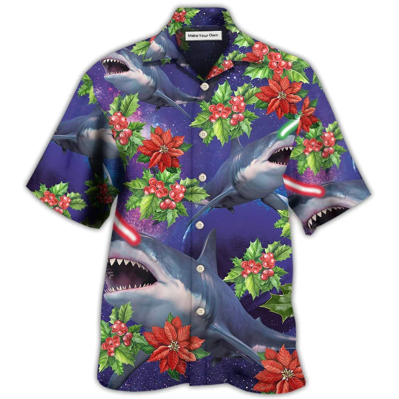 Hawaiian Shirt / Adults / S Shark Funny With Xmas Amazing Style - Hawaiian Shirt - Reefox