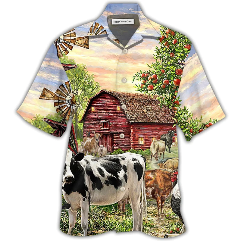 Hawaiian Shirt / Adults / S Cow Farm Peaceful Life - Hawaiian Shirt - Reefox