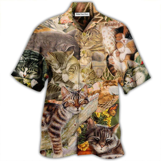 Hawaiian Shirt / Adults / S Cat Dreaming Sleeping Time - Hawaiian Shirt - Reefox