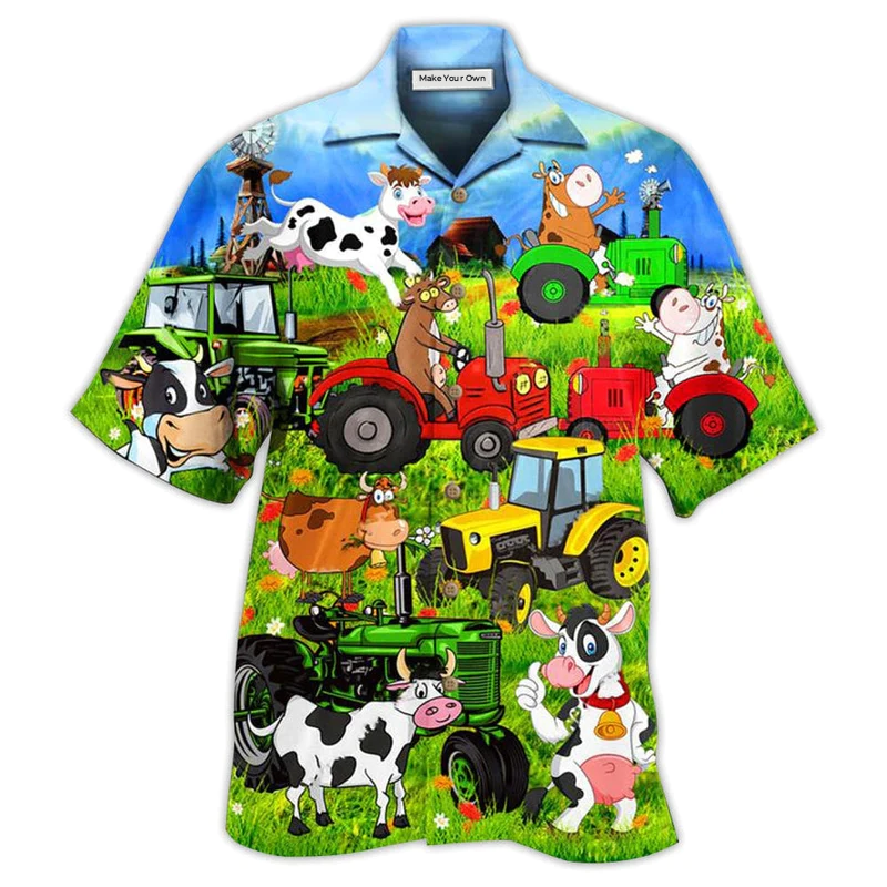 Hawaiian Shirt / Adults / S Cow Funny Happy Everyday - Hawaiian Shirt - Reefox