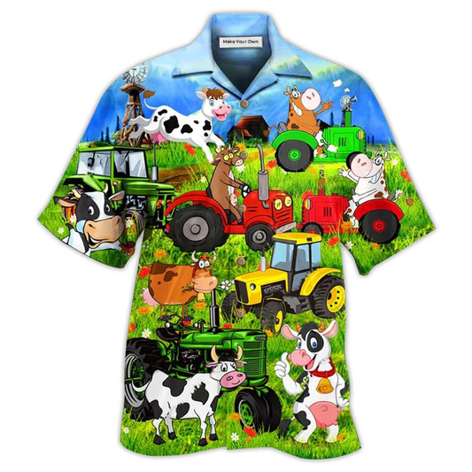 Hawaiian Shirt / Adults / S Cow Funny Happy Everyday - Hawaiian Shirt - Reefox