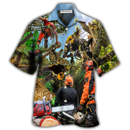 Hawaiian Shirt / Adults / S Arborist Tree Surgeon Climbing Tree Continuous - Hawaiian Shirt - Reefox