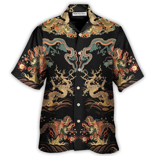 Hawaiian Shirt / Adults / S Dragon Chinese Dragon Royal - Hawaiian Shirt - Reefox