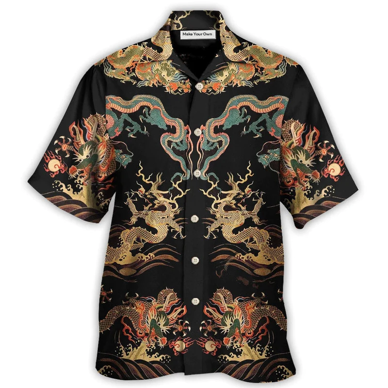 Hawaiian Shirt / Adults / S Dragon Chinese Dragon Royal - Hawaiian Shirt - Reefox